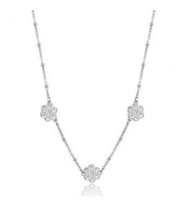 Collana Donna Gioielli Sagapò Aurora in acciaio con Fiori e cristalli sar42