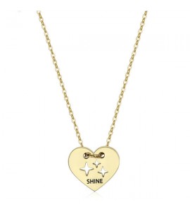 Collana donna gioielli Sagapò Be My Always in acciaio 316L pvd oro con Cuore e incisione Shine sbm41