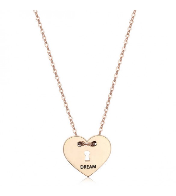Collana donna gioielli Sagapò Be My Always in acciaio 316L pvd oro rosa con Cuore e incisione Dream sbm40