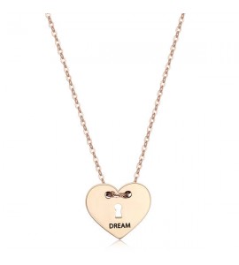 Collana donna gioielli Sagapò Be My Always in acciaio 316L pvd oro rosa con Cuore e incisione Dream sbm40
