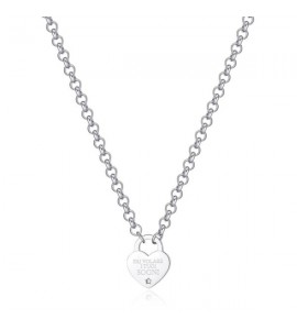 Collana Donna Gioielli Sagapò Be My Always in acciaio con Cuore cristallo e incisione Fai Volare I Tuoi Sogni sbm74