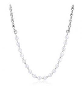 Collana Donna Gioielli Sagapò Chunky in acciaio catena corda e perle shk63