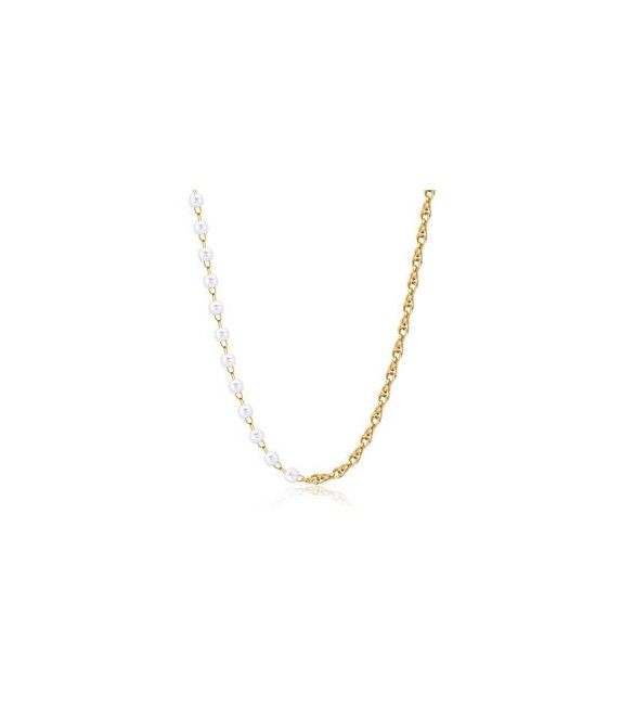 Collana Donna Gioielli Sagapò Chunky in acciaio dorato catena corda e perle shk64
