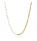 Collana Donna Gioielli Sagapò Chunky in acciaio dorato catena corda e perle shk64