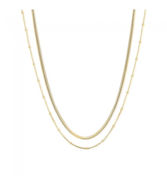 Collana Donna Gioielli Sagapò Chunky in acciaio pvd oro doppia catena shk09
