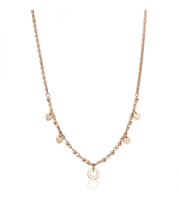 Collana donna gioielli Sagapò Haiti in acciaio 316L pvd oro rosa sht04