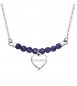 Collana donna gioielli Sagapò Happy in acciaio 316L con Cuore e Agata Viola personalizzabile con charms shac16