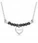 Collana donna gioielli Sagapò Happy in acciaio 316L con Cuore e Ematite personalizzabile con charms shac14