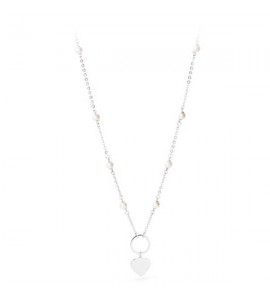 Collana donna gioielli Sagapò Happy in acciaio 316L con Cuore e Perle personalizzabile con charms shac7