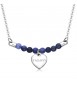 Collana donna gioielli Sagapò Happy in acciaio 316L con Cuore e Sodalite personalizzabile con charms shac15