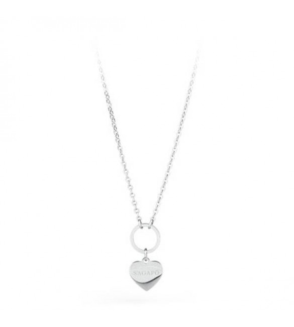 Collana donna gioielli Sagapò Happy in acciaio 316L con Cuore personalizzabile con charms shac1