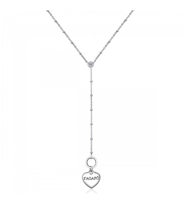 Collana donna gioielli Sagapò Happy in acciaio 316L con Cuore personalizzabile con charms shac19