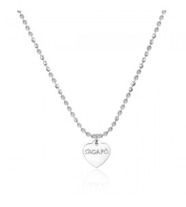 Collana donna gioielli Sagapò Happy in acciaio 316L con Cuore personalizzabile con charms shac42