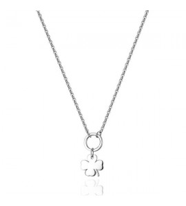 Collana donna gioielli Sagapò Happy in acciaio 316L con Quadrifoglio personalizzabile con charms shac54