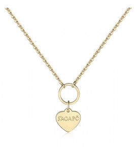 Collana donna gioielli Sagapò Happy in acciaio 316L pvd oro con Cuore personalizzabile con charms shac40