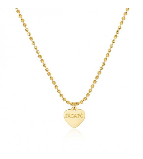 Collana donna gioielli Sagapò Happy in acciaio 316L pvd oro con Cuore personalizzabile con charms shac43