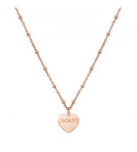Collana donna gioielli Sagapò Happy in acciaio 316L pvd oro rosa con Cuore personalizzabile con charms shac45