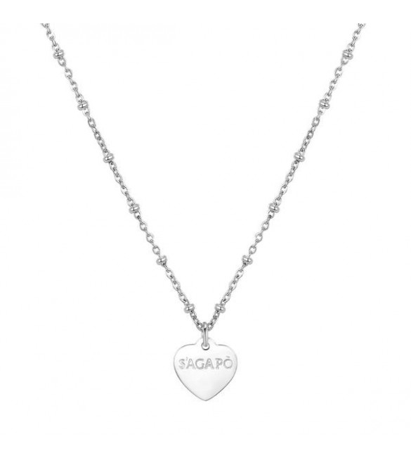 Collana donna gioielli Sagapò Happy in acciaio con Cuore personalizzabile con charms shac44