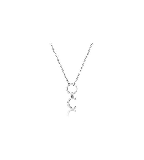 Collana Donna Gioielli Sagapò Happy in acciaio con lettera C shac67