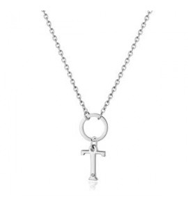 Collana Donna Gioielli Sagapò Happy in acciaio con lettera T shac83