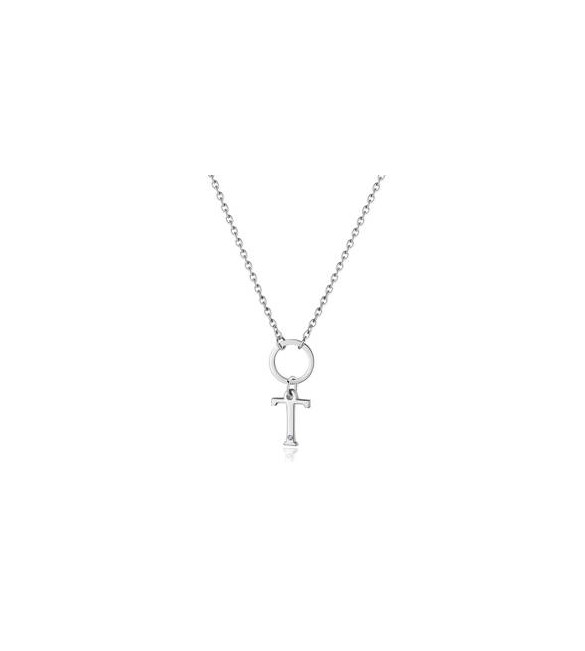 Collana Donna Gioielli Sagapò Happy in acciaio con lettera T shac83