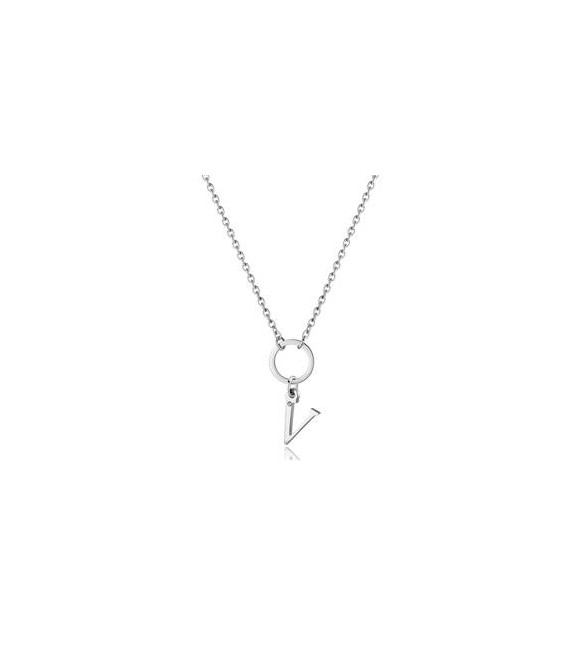 Collana Donna Gioielli Sagapò Happy in acciaio con lettera V shac85