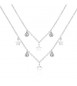 Collana Donna Gioielli Sagapò Luce in acciaio 316L a due fili con cristalli bianchi e Stelle sce03