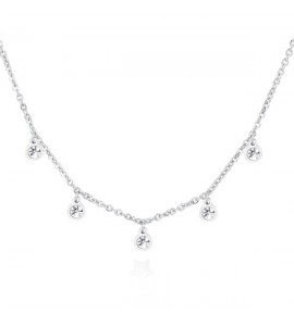 Collana Donna Gioielli Sagapò Luce in acciaio 316L con cristalli bianchi sce01