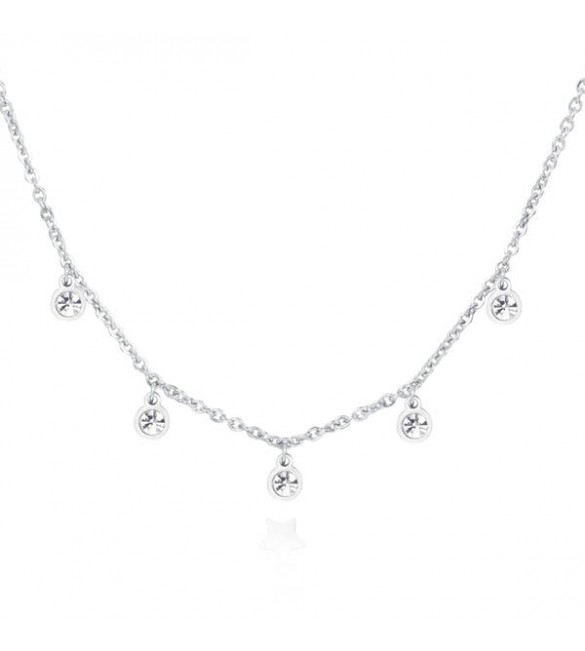 Collana Donna Gioielli Sagapò Luce in acciaio 316L con cristalli bianchi sce01