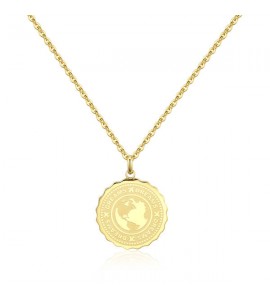 Collana donna gioielli Sagapò Lucky Coin in acciaio 316L pvd oro con incisione sky02