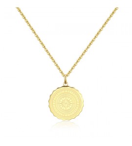 Collana donna gioielli Sagapò Lucky Coin in acciaio 316L pvd oro con incisione sky06