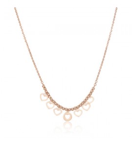 Collana donna gioielli Sagapò Medina in acciaio 316L pvd oro rosa con cuori sea04