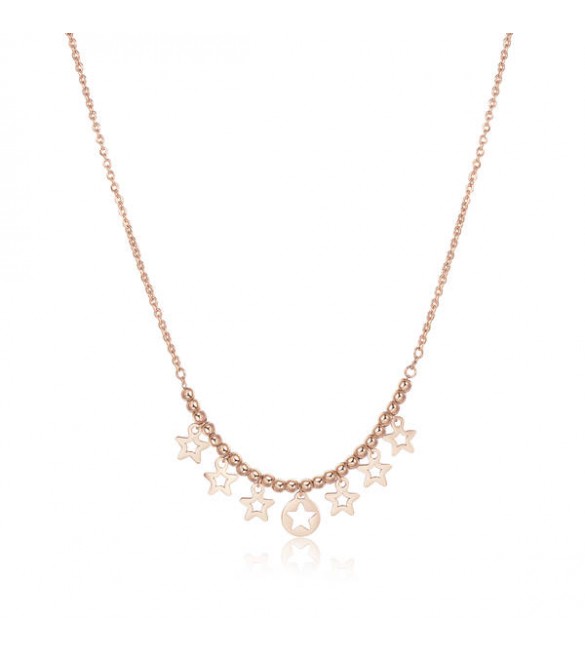 Collana donna gioielli Sagapò Medina in acciaio 316L pvd oro rosa con stelle sea02