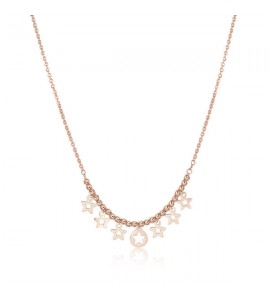 Collana donna gioielli Sagapò Medina in acciaio 316L pvd oro rosa con stelle sea02