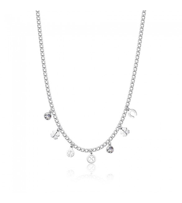 Collana Donna Gioielli Sagapò Message in acciaio con pendenti Fortuna ssg03