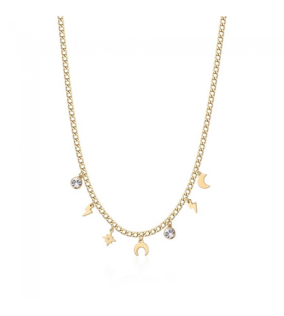 Collana Donna Gioielli Sagapò Message in acciaio pvd oro con pendenti ssg06