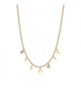 Collana Donna Gioielli Sagapò Message in acciaio pvd oro con pendenti ssg06