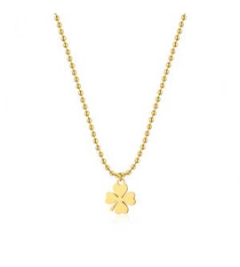 Collana Donna Gioielli Sagapò Smile in acciaio pvd oro con Quadrifoglio ssm006