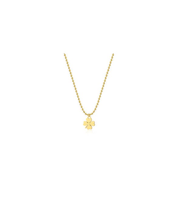 Collana Donna Gioielli Sagapò Smile in acciaio pvd oro con Quadrifoglio ssm006