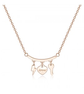 Collana donna gioielli Sagapò Tricony in acciaio 316L pvd oro rosa con charm sty03