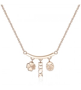 Collana donna gioielli Sagapò Tricony in acciaio 316L pvd oro rosa con charm sty05