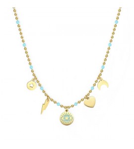 Collana Donna Gioielli Sagapò Vibes in acciaio 316L pvd oro con pendenti svb02