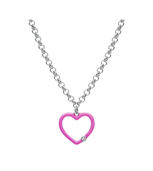 Collana Lunga Donna Gioielli Sagapò Vibes in acciaio con Cuore smalto svb08