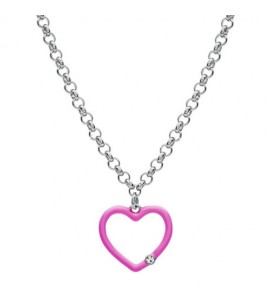 Collana Lunga Donna Gioielli Sagapò Vibes in acciaio con Cuore smalto svb08