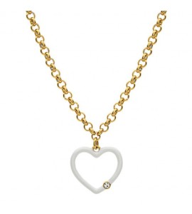 Collana Lunga Donna Gioielli Sagapò Vibes in acciaio pvd oro con Cuore smalto svb09