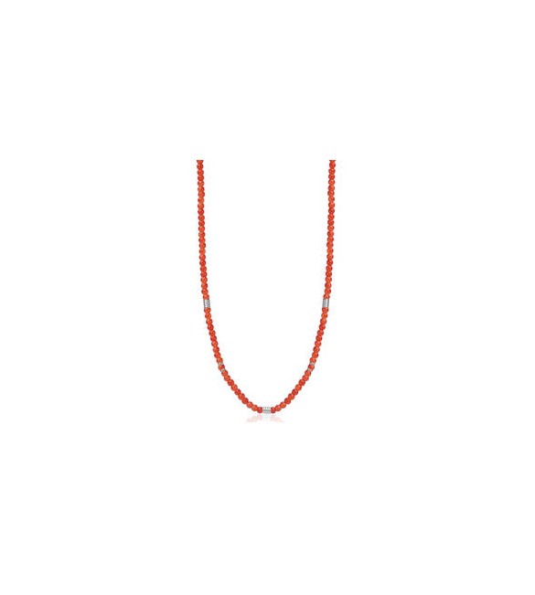 Collana Unisex Gioielli Sagapò Madera con sfere in vetro rosso sad02
