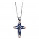 Collana uomo gioielli boccadamo Man in acciaio 316L con crocefisso in Pvd blu e zirconi agr168b