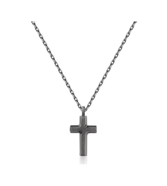 Collana Uomo Gioielli Brosway Backliner acciaio lucido pvd gun bbc06