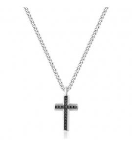 Collana Uomo Gioielli Brosway Backliner acciaio zirconi neri bbc01