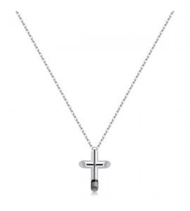 Collana uomo gioielli Brosway Celesta in acciaio 316L Croce e smalto nero bcs01